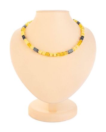 Luminous Honey Amber Square Beaded Necklace The Sugar, image 