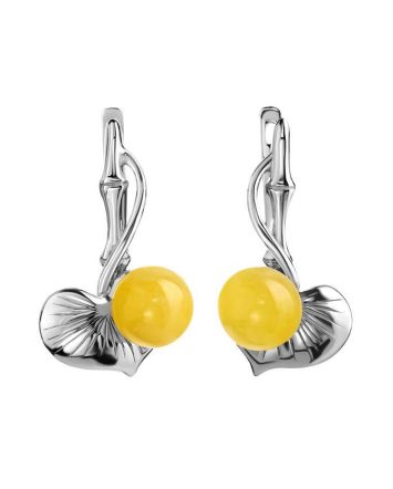 Honey Amber Earrings In Sterling Silver The Kalina, image 