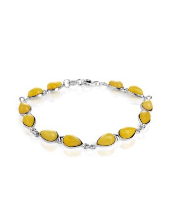 Honey Amber Link Bracelet In Sterling Silver The Symphony, image 