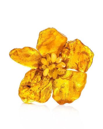Bold Cognac Amber Brooch The Volcano, image 