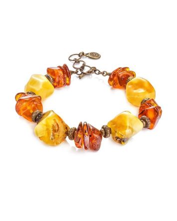 Multicolor Amber Bracelet With Brass Beads The Indonesia, image 