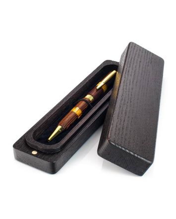 Wenge Wood and Baltic Amber Pen With Wooden Case, image 