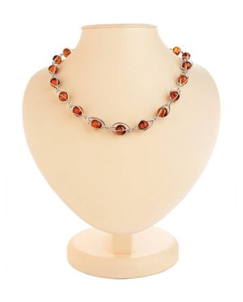 Cognac Amber Necklace In Sterling Silver The Algeria, image 