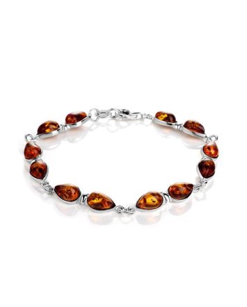 Cognac Amber Bracelet In Sterling Silver The Symphony, image 
