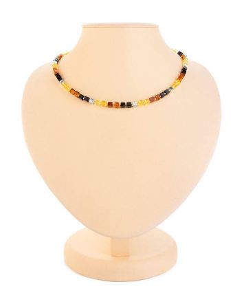 Stylish Multicolor Amber Square Beaded Necklace The Sugar, image 