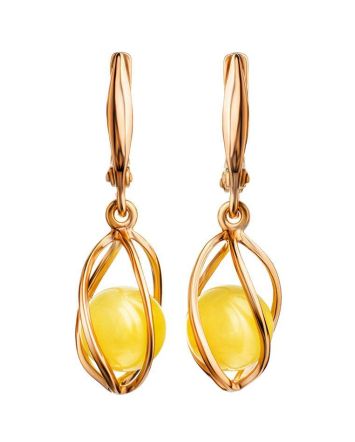 Drop Amber Earrings In Gold-Plated Silver The Algeria, image 