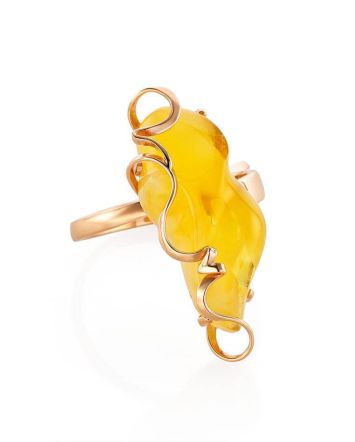 Adjustable Golden Ring With Butterscotch Amber Stone The Rialto, Ring Size: Adjustable, image 