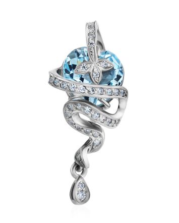 Curvaceous Snake Motif Silver Topaz Pendant, image 