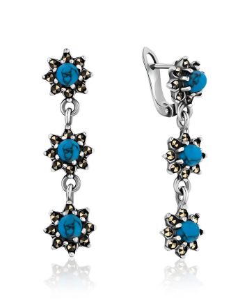 Ultra Feminine Silver Turquoise Earrings The Lace, image 