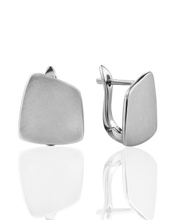 Matt Silver Geometric Earrings The Liquid, image 