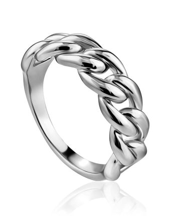Chain Design Silver Ring The ICONIC, Ring Size: 8 / 18, image 