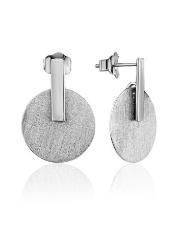 Matt Silver Geometric Stud Earrings The Liquid, image 