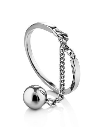 Silver Dangle Charm Ring The ICONIC, Ring Size: Adjustable, image 