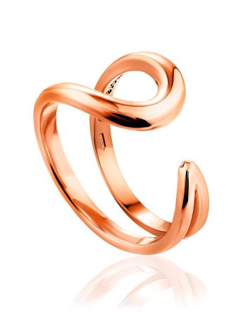 Curvaceous Rose Plated Silver Ring The Liquid, Ring Size: Adjustable, image 