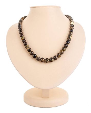 Black Amber Ball Beaded Necklace The Meteor, image 