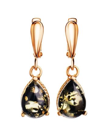 Drop Amber Earrings In Gold-Plated Silver The Twinkle, image 
