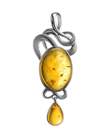 Bright Lemon Amber Pendant In Sterling Silver The Fairy, image 
