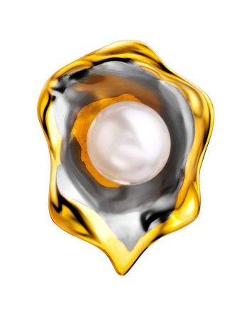 Refined Gold-Plated Pendant With Cultured Pearl The Turandot, image 