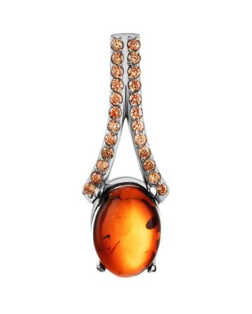 Amber Pendant In Sterling Silver With Champagne Crystals The Raphael, image 