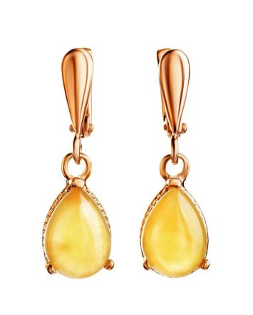 Gold-Plated Earrings With Honey Amber The Twinkle, image 