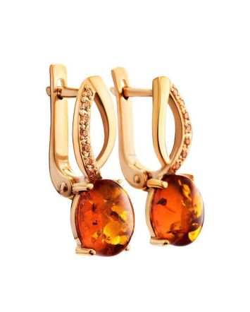Amber Earrings In Gold-Plated Silver With Champagne Crystals The Raphael, image 