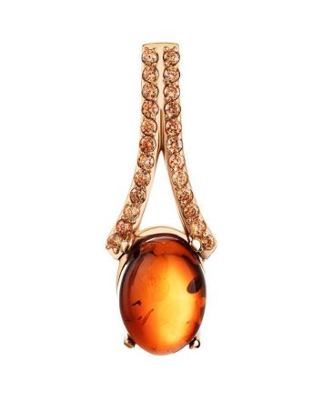 Amber Pendant In Gold-Plated Silver With Champagne Crystals The Raphael, image 