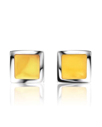 Honey Amber Earrings In Sterling Silver The London, image 