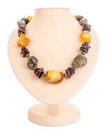 Multicolor Raw Amber Beaded Necklace The Indonesia, image 