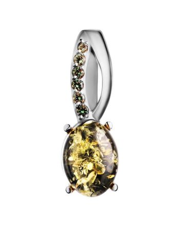 Amber Pendant In Sterling Silver With Crystals The Raphael, image 