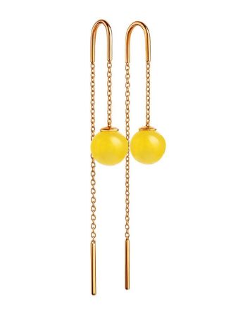 Amber Threader Earrings In Gold-Plated Silver The Jupiter, image 