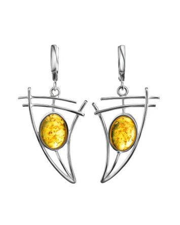Drop Amber Earrings In Sterling Silver The Sail, image 