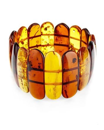 Bold Multicolor Amber Flat Beaded Bracelet, image 