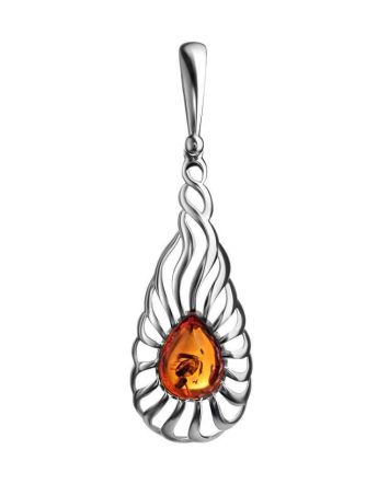 Elegant Cognac Amber Pendant In Sterling Silver The Sevilla, image 