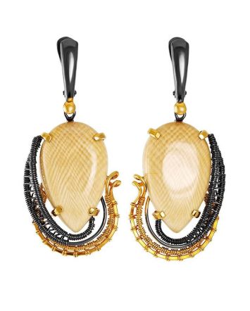 Drop Mammoth Tusk Earrings In Gold-Plated Silver The Era, image 