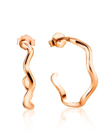 Wavy Design Rose Plated Silver Earrings The Liquid, image 