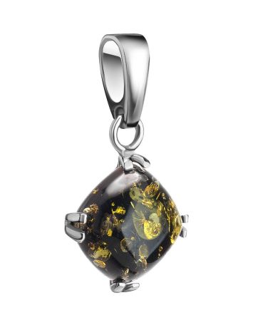 Square Silver Amber Pendant The Byzantium, image 