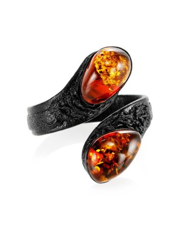 Safari Style Leather Amber Ring The Nefertiti Collection, Ring Size: Adjustable, image 