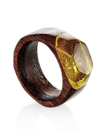 Ethnic Style Wood Amber Ring The Indonesia, Ring Size: 9 / 19, image 
