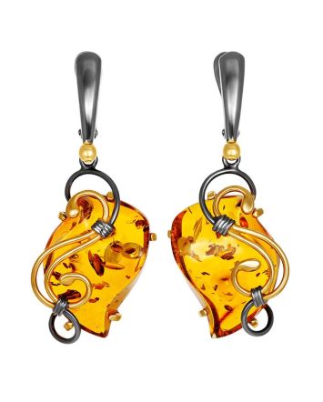 Filigree Design Silver Amber Dangle Earrings The Rialto, image 