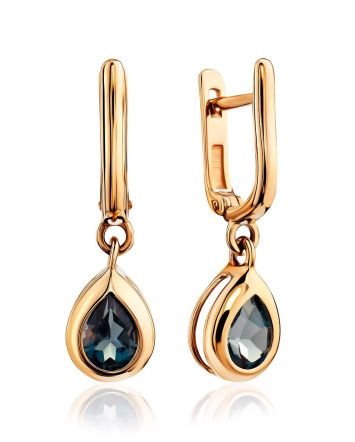 Chic Gold Topaz Dangle Earrings, image 