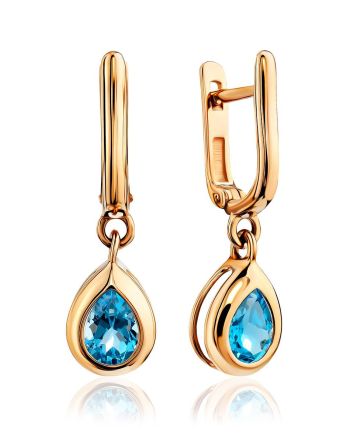 Classic Teardrop Design Gold Topaz Earrings, image 