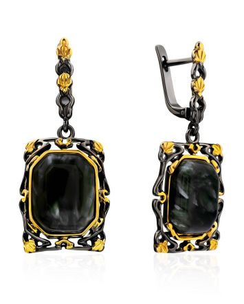 Vintage Style Silver Seraphinite Dangle Earrings, image 
