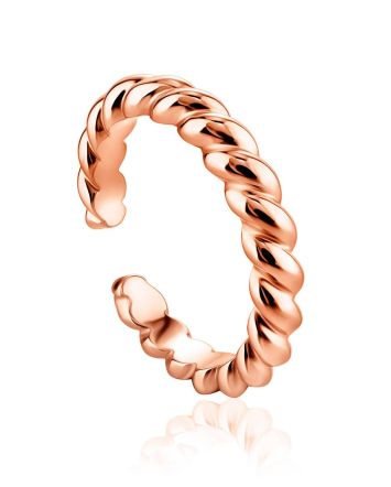 Twisted Design Rose Plated Silver Ring The Liquid, Ring Size: Adjustable, image 