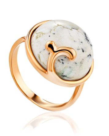 Classy Gilded Silver Opal Ring, Ring Size: 6.5 / 17, image 