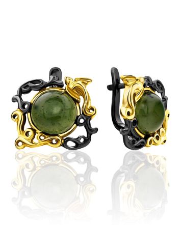 Refined Silver Jade Earrings, image 