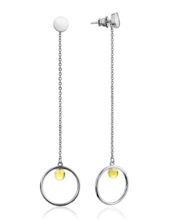 Fashionable Silver Amber Dangle Earrings The Palazzo, image 