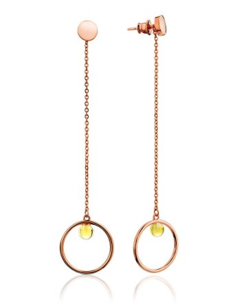 Stylish Rose Plated Silver Amber Earrings The Palazzo, image 