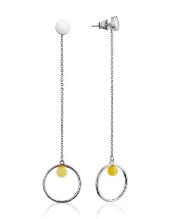 Trendy Silver Amber Dangle Earrings The Palazzo, image 