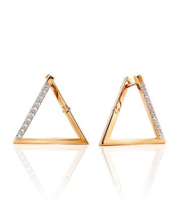 Gold Crystal Triangle Earrings The Roxy, image 