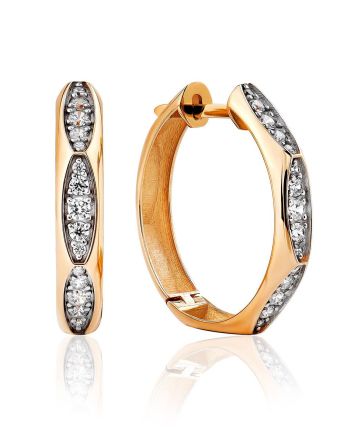 Glam Rock Style Gold Crystal Hoop Earrings The Roxy, image 